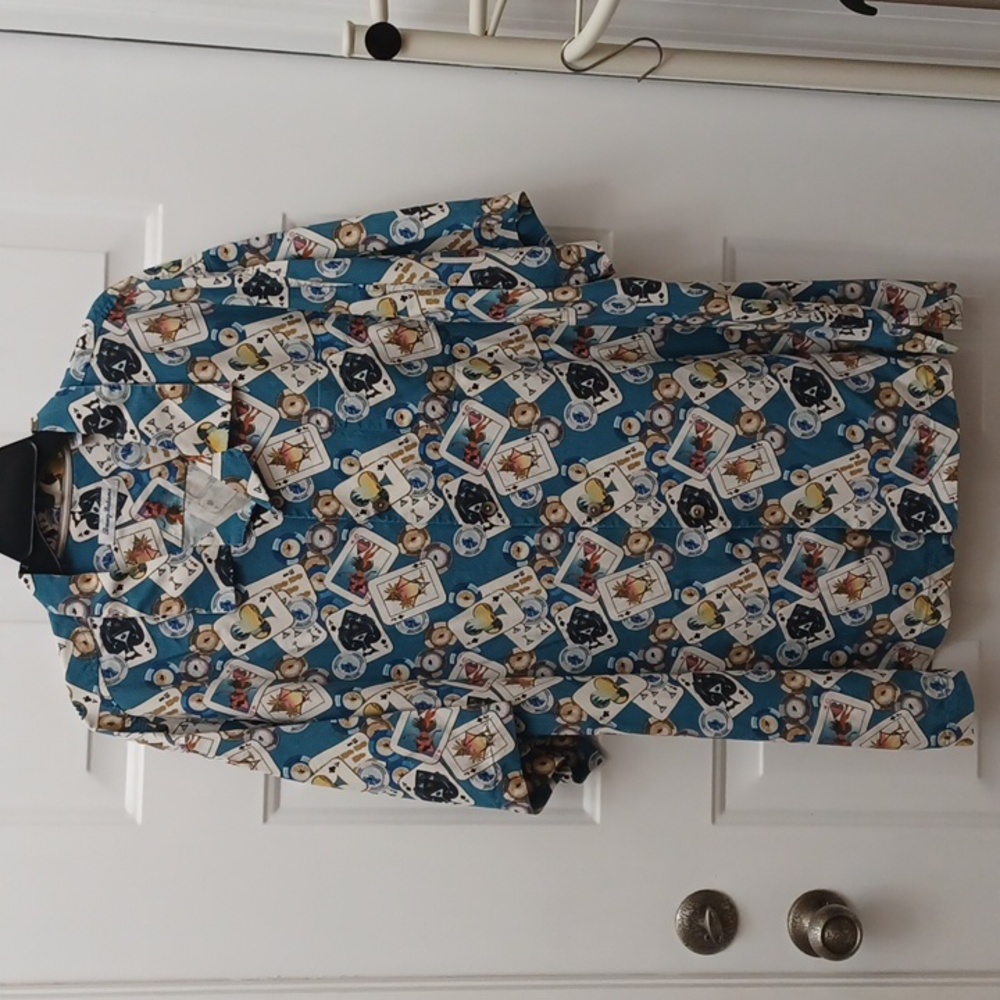 Tommy Bahama Stack the Deck blackjack hula girl poker chip 100% silk shirt 3XLB